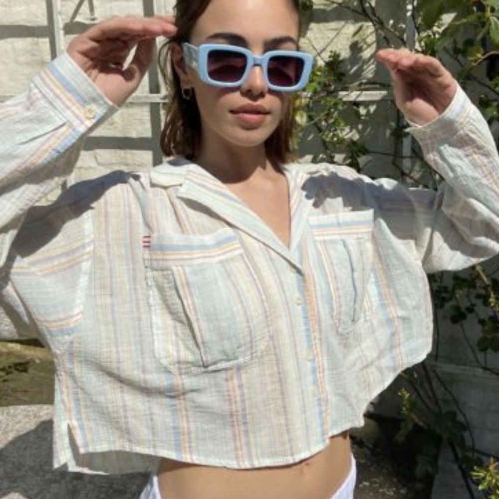 BDG Peyton Cropped Button-Down Shirt